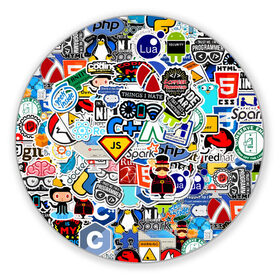 Коврик для мышки круглый с принтом Programming stickers , резина и полиэстер | круглая форма, изображение наносится на всю лицевую часть | css | it | linux | programming | wi fi | код | компьютер | линукс | программирование | профессия | стикер бомбинг