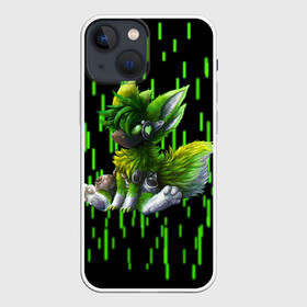 Чехол для iPhone 13 mini с принтом Protogen music ,  |  | Тематика изображения на принте: cute | furry | green | love | music