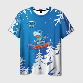 Мужская футболка 3D с принтом Brawl Stars (Snowboarding) , 100% полиэфир | прямой крой, круглый вырез горловины, длина до линии бедер | brawl | break dance | leon | moba | skateboard | stars | supercell | surfing | игра | коллаборация | коллаж | колоборация | паттерн