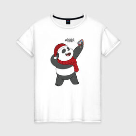 Женская футболка хлопок с принтом Panda , 100% хлопок | прямой крой, круглый вырез горловины, длина до линии бедер, слегка спущенное плечо | cartoon network | panda | vdkimel | we bare bears | вся правда о медведях | панда