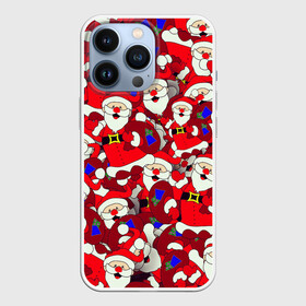 Чехол для iPhone 13 Pro с принтом Санта Клаус | Дед Мороз| Паттерн | Новый Год ,  |  | Тематика изображения на принте: 2021 | 2022 | new year | tiger | гирлянда | год тигра | дед мороз | елка | клаус | конфеты | нг | новый год | носок | подарок | рождество | с | санта | снег | снеговик | снежинка | шары
