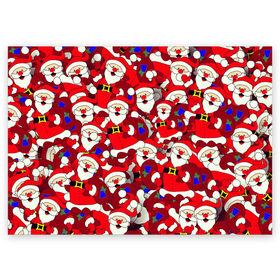 Поздравительная открытка с принтом Дед Санта , 100% бумага | плотность бумаги 280 г/м2, матовая, на обратной стороне линовка и место для марки
 | 2021 | 2022 | new year | tiger | гирлянда | год тигра | дед мороз | елка | клаус | конфеты | нг | новый год | носок | подарок | рождество | с | санта | снег | снеговик | снежинка | шары