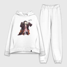 Женский костюм хлопок Oversize с принтом NEZUKO ЪУЪ ,  |  | anime | blade demon | demon slayer | demon slayer: kimetsu no yaiba | kamado | kimetsu | kimetsu no yaiba | nezuko | slayer | tanjiro | аниме | демон | клинок рассекающий демонов | мем | недзуко | незуко | танджиро | тандзиро | уъу 