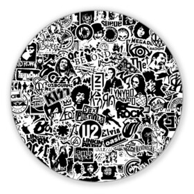 Коврик для мышки круглый с принтом Rock Band Logos , резина и полиэстер | круглая форма, изображение наносится на всю лицевую часть | ac dc | linkin park | music | queen | radiohead | rock | rock band logos | линкин парк | музыка | ретро | рок группа | элвис