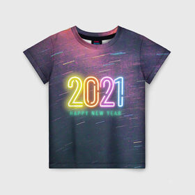 Детская футболка 3D с принтом 2021 , 100% гипоаллергенный полиэфир | прямой крой, круглый вырез горловины, длина до линии бедер, чуть спущенное плечо, ткань немного тянется | 2021 | надпись | новый год | поздравление | праздник