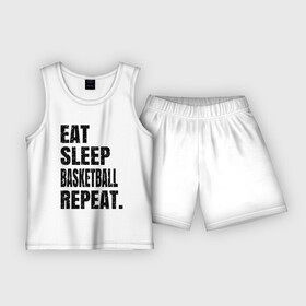 Детская пижама с шортами хлопок с принтом EAT SLEEP BASKETBALL REPEAT ,  |  | basketball | bulls.miami | cavaliers | chicago | cleveland | clippers | eat | lakers | los angeles | nba | repeat | sleep | sport | sports | баскетбол | нба | спорт