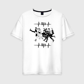 Женская футболка хлопок Oversize с принтом Танец BTS , 100% хлопок | свободный крой, круглый ворот, спущенный рукав, длина до линии бедер
 | 