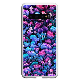 Чехол для Samsung Galaxy S10 с принтом Волшебные грибы , Силикон | Область печати: задняя сторона чехла, без боковых панелей | neon | гриб | грибник | грибочки | магия | мистика | мухомор | паттерн | поганки | психоделика | психоделический | свет | сияние