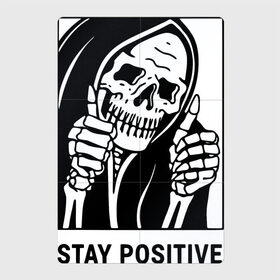 Магнитный плакат 2Х3 с принтом Stay positive , Полимерный материал с магнитным слоем | 6 деталей размером 9*9 см | death | die | horror | optimism | optimist череп | positive | scary | skull | большой палец | жест | оптимизм | оптимист | позитив | ужас