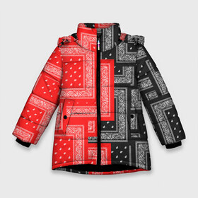 Зимняя куртка для девочек 3D с принтом 3D Бандана v red-black , ткань верха — 100% полиэстер; подклад — 100% полиэстер, утеплитель — 100% полиэстер. | длина ниже бедра, удлиненная спинка, воротник стойка и отстегивающийся капюшон. Есть боковые карманы с листочкой на кнопках, утяжки по низу изделия и внутренний карман на молнии. 

Предусмотрены светоотражающий принт на спинке, радужный светоотражающий элемент на пуллере молнии и на резинке для утяжки. | fashiom | fire | game | hip hop | rap | street style | top | игра | мода | огонь | рэп | топ | уличный стиль | хип хоп