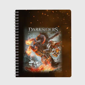 Тетрадь с принтом Darksiders (Z) , 100% бумага | 48 листов, плотность листов — 60 г/м2, плотность картонной обложки — 250 г/м2. Листы скреплены сбоку удобной пружинной спиралью. Уголки страниц и обложки скругленные. Цвет линий — светло-серый
 | azrael | darksiders | darksiders 2 | darksiders 3 | griever | silitha | tiamat | ulthane | vulgrim | wrath of war | всадник апокалипсиса | гнев войны | обугленный совет | руина | ультэйн | чёрный молот
