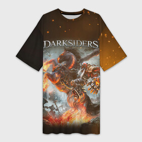 Платье-футболка 3D с принтом Darksiders (Z) ,  |  | azrael | darksiders | darksiders 2 | darksiders 3 | griever | silitha | tiamat | ulthane | vulgrim | wrath of war | всадник апокалипсиса | гнев войны | обугленный совет | руина | ультэйн | чёрный молот