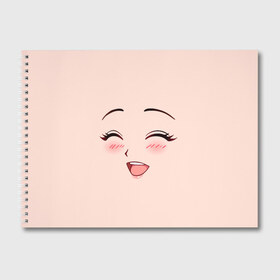 Альбом для рисования с принтом Сonfused anime face , 100% бумага
 | матовая бумага, плотность 200 мг. | angry | anime | art | big | eyes | face | girl | kawaii | manga | style | аниме | арт | глаза | девушка | кавай | лицо | манга | смущенная