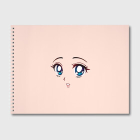 Альбом для рисования с принтом Surprised anime face , 100% бумага
 | матовая бумага, плотность 200 мг. | angry | anime | art | big | eyes | face | girl | kawaii | manga | style | surprised | аниме | арт | глаза | девушка | испуганная | кавай | лицо | манга | удивленная
