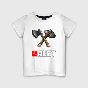 Детская футболка хлопок с принтом RUST , 100% хлопок | круглый вырез горловины, полуприлегающий силуэт, длина до линии бедер | action | game | rust | zombie | апокалипсис. | выживание | зомби | игра | лес | радиация | раст