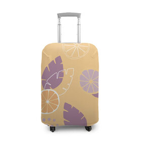 Чехол для чемодана 3D с принтом Апельсиновый узор , 86% полиэфир, 14% спандекс | двустороннее нанесение принта, прорези для ручек и колес | апельсин | апельсиновый | еда | летний | оранжевый | паттерн | сок | узор | фиолетовый