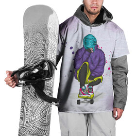 Накидка на куртку 3D с принтом Эмоции , 100% полиэстер |  | art | арт | графика | девушка | скейт