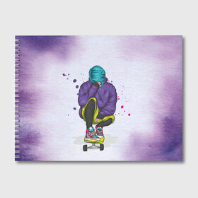 Альбом для рисования с принтом Эмоции , 100% бумага
 | матовая бумага, плотность 200 мг. | art | арт | графика | девушка | скейт