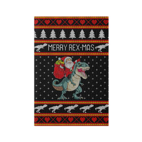 Обложка для паспорта матовая кожа с принтом Merry Rex-mas , натуральная матовая кожа | размер 19,3 х 13,7 см; прозрачные пластиковые крепления | 2020 | 2021 | christmas | dino | happy | merry | new year | rex | santa | sweater | t rex | ugly christmas | динозавр | зима | новогодний | новогодняя | новый год | рождественский | рождественский свитер | рождество | санта | свитер | снег
