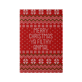 Обложка для паспорта матовая кожа с принтом Ya filthy animal , натуральная матовая кожа | размер 19,3 х 13,7 см; прозрачные пластиковые крепления | 2020 | 2021 | christmas | happy | merry | new year | sweater | ugly christmas | зима | новогодний | новогодняя | новый год | рождественский | рождественский свитер | рождество | свитер | снег