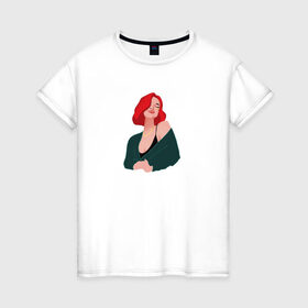 Женская футболка хлопок с принтом принт Алена Швец , 100% хлопок | прямой крой, круглый вырез горловины, длина до линии бедер, слегка спущенное плечо | Тематика изображения на принте: алёнашвец | девушка | музыка | певица | фан арт | цифровой рисунок