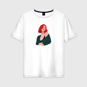 Женская футболка хлопок Oversize с принтом принт Алена Швец , 100% хлопок | свободный крой, круглый ворот, спущенный рукав, длина до линии бедер
 | алёнашвец | девушка | музыка | певица | фан арт | цифровой рисунок