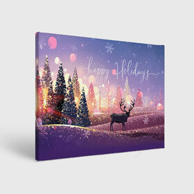 Холст прямоугольный с принтом Счастливых праздников , 100% ПВХ |  | christmas | deer | holiday | landscape | new year | snow | trees | winter | елки | зима | новый год | олень | пейзаж | праздник | рождество | снег