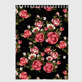 Скетчбук с принтом Розы , 100% бумага
 | 48 листов, плотность листов — 100 г/м2, плотность картонной обложки — 250 г/м2. Листы скреплены сверху удобной пружинной спиралью | природа | растения | розы | цветы