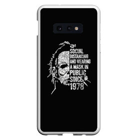 Чехол для Samsung S10E с принтом Michael Myers , Силикон | Область печати: задняя сторона чехла, без боковых панелей | 666 | alien | astral | demon | ghost | halloween | hellraiser | horror | michael | monster | myers | астрал | восставший из ада | демон | майерс | майкл | монстр | призрак | ужасы | хоррор