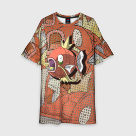 Детское платье 3D с принтом Покемон Fish. Меджикарп , 100% полиэстер | прямой силуэт, чуть расширенный к низу. Круглая горловина, на рукавах — воланы | аниме | карп | меджикарп | покемон fish | покемон фиш | рыба | текстура