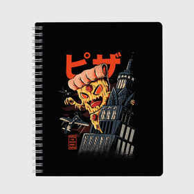 Тетрадь с принтом Pizza Kong , 100% бумага | 48 листов, плотность листов — 60 г/м2, плотность картонной обложки — 250 г/м2. Листы скреплены сбоку удобной пружинной спиралью. Уголки страниц и обложки скругленные. Цвет линий — светло-серый
 | 666 | alien | astral | demon | fast | food | ghost | halloween | horror | kong | monster | pizza | астрал | восставший из ада | демон | монстр | пицца | призрак | ужасы | фастфуд | хоррор