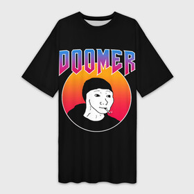 Платье-футболка 3D с принтом Doomer ,  |  | boomer | boy | chad | doomer | frecso | girl | i know | irony | jacques | post | stonks | thundercock | yes | zoomer | бумер | да | девушка | думер | жак | зумер | ирония | мем | мемы | парень | пост | постирония | стонкс | тандеркок | ф