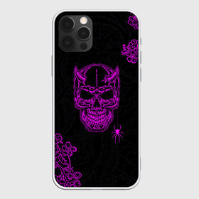 Чехол для iPhone 12 Pro Max с принтом Demonic skull , Силикон |  | demon | evil | skull | готический | демон | дьявол | зло | монстр | паук | паутина | рога | скелет | цветы | череп