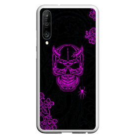 Чехол для Honor P30 с принтом Demonic skull , Силикон | Область печати: задняя сторона чехла, без боковых панелей | demon | evil | skull | готический | демон | дьявол | зло | монстр | паук | паутина | рога | скелет | цветы | череп