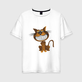 Женская футболка хлопок Oversize с принтом Браун , 100% хлопок | свободный крой, круглый ворот, спущенный рукав, длина до линии бедер
 | большой | браун | детям | животные | звери | карикатура | картинки | кот | кошка | милый | мультфильм | популярные | прикольные