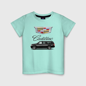Детская футболка хлопок с принтом Cadillac , 100% хлопок | круглый вырез горловины, полуприлегающий силуэт, длина до линии бедер | america | avto | cadillac | car | v8 | машина | скорость