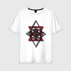 Женская футболка хлопок Oversize с принтом TRIANGLES , 100% хлопок | свободный крой, круглый ворот, спущенный рукав, длина до линии бедер
 | triangles | острота | треугольник | углы | фигуры