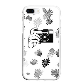 Чехол для iPhone 7Plus/8 Plus матовый с принтом Турист , Силикон | Область печати: задняя сторона чехла, без боковых панелей | камера | отдых | отпуск | прикольная картинка | цветы | чб | черно белое