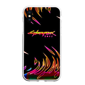 Чехол для iPhone XS Max матовый с принтом Cyberpunk 2077 , Силикон | Область печати: задняя сторона чехла, без боковых панелей | cyberpunk | cyberpunk 2077 | cyberpunk samurai | game logo | keanu reeves | logo game | neon | samurai | киану ривз | кибер панк | киберпанк | киберпанк неоновый | киберпанк самурай | логотипы игр | найт сити | неон | самурай | фан