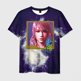 Мужская футболка 3D с принтом Final Fantasy , 100% полиэфир | прямой крой, круглый вырез горловины, длина до линии бедер | girl | hieroglyph | portrait | девушка | иероглиф | портрет