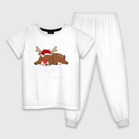 Детская пижама хлопок с принтом Рождественский Олень , 100% хлопок |  брюки и футболка прямого кроя, без карманов, на брюках мягкая резинка на поясе и по низу штанин
 | 2021 | 21 | 2k21 | 2к21 | chrystmas | deer | marry | new | nope | santa | snow | xmas | year | год | годом | дед | елка | елки | клаус | лес | мороз | настроение | новогоднее | новогоднему | новый | новым | олень | по | рождество | с | санта | снег