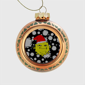Стеклянный ёлочный шар с принтом Yoba коронно-новогодний , Стекло | Диаметр: 80 мм | 