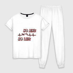 Женская пижама хлопок с принтом Bike - Life , 100% хлопок | брюки и футболка прямого кроя, без карманов, на брюках мягкая резинка на поясе и по низу штанин | 