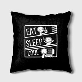 Подушка 3D с принтом Eat, sleep, code , наволочка – 100% полиэстер, наполнитель – холлофайбер (легкий наполнитель, не вызывает аллергию). | состоит из подушки и наволочки. Наволочка на молнии, легко снимается для стирки | Тематика изображения на принте: коллега | коллеге | лучший сотрудник | офис | офисный планктон | офисный работник | подарок коллеге | работа | сотрудник | сотруднику | юмор | юмор коллеге