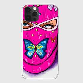 Чехол для iPhone 12 Pro Max с принтом Бабочки , Силикон |  | бабочки | балаклава | девушка | яркий принт