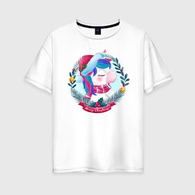 Женская футболка хлопок Oversize с принтом Юни , 100% хлопок | свободный крой, круглый ворот, спущенный рукав, длина до линии бедер
 | арт | графика | единорог | животные | звери | пони