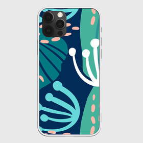 Чехол для iPhone 12 Pro Max с принтом Растения джунглей , Силикон |  | абстракция | джунгли | зеленый | листья | паттерн | растения | синий | тропики | тропический | узор | цветочный | цветы