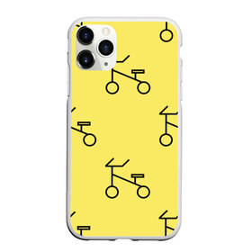 Чехол для iPhone 11 Pro Max матовый с принтом Велосипеды на желтом , Силикон |  | велик | велосипед | велоспрот | желтый | кататься | летний | паттерн | покатушки | спорт | узор
