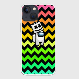 Чехол для iPhone 13 mini с принтом Among Us Marshmello ,  |  | 2021 | among us | impostor | space mafia | sus.puffballs united | амонг ас | амонг единорог | в космосе | импостор | инопланетяне | инопланетянин | маршмелло | новогодний амонг ас | ракета | с новым годом | самозванец