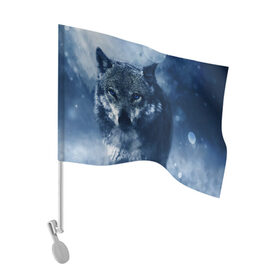 Флаг для автомобиля с принтом Красивый волк , 100% полиэстер | Размер: 30*21 см | wolf | ауф | волк | волчонок | зима | синеглазый волк